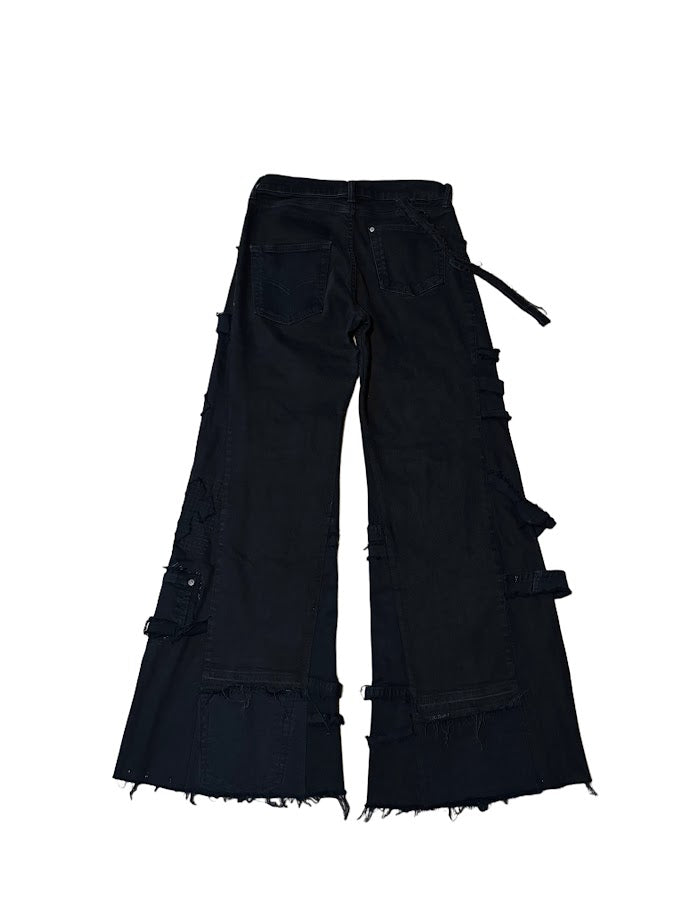 Studded Patchwork Flare Jeans